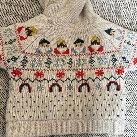 Hanna Andersson Baby Gnome Sweater Jacket Cardigan Full Zip Hooded Sherpa 6-12 m - Picture 7 of 10